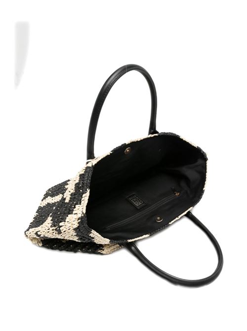 Borsa donna Emme Marella shopping in rafia panna e nero EMME Marella | BALIA003